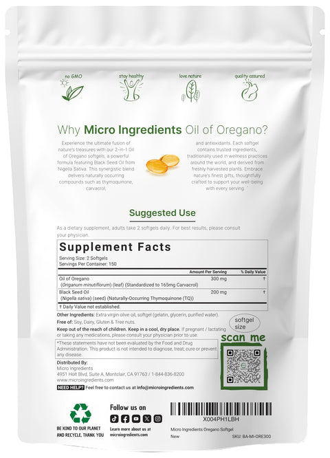 Microingredientes Aceite de orégano con aceite de semilla negra