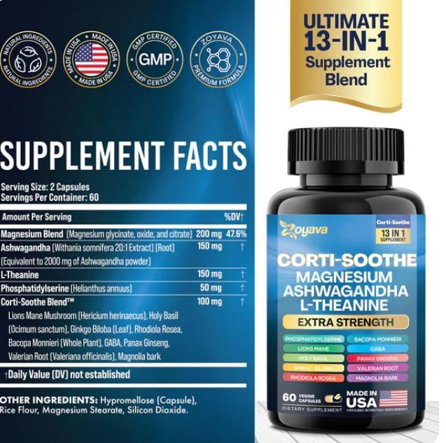 Ultimate Corti-Soothe Balance: Stress Relief, Calm, and Cognitive Boost - 60 Caps
